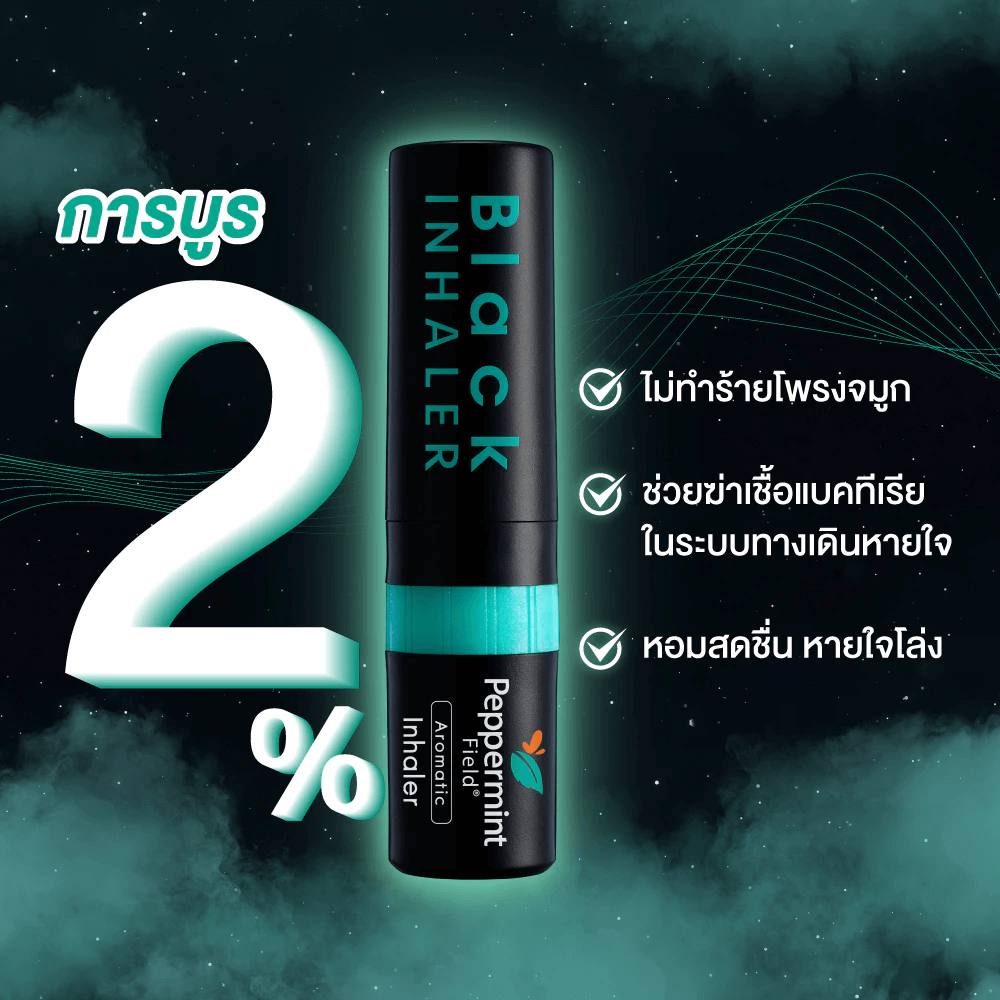 ยาดม เป๊ปเปอร์มิ้นท์ ฟิลด์ แบล็คอินเฮเลอร์ ขนาด 2 ซีซี จำนวน 120 ชิ้น